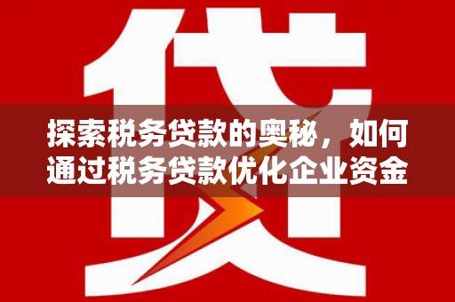 潍城探索税务贷款的奥秘，如何通过税务贷款优化企业资金流